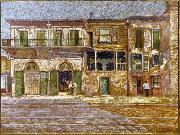 William Woodward Old Absinthe House, corner of Bourbon and Bienville Streets, New Orleans. France oil painting artist